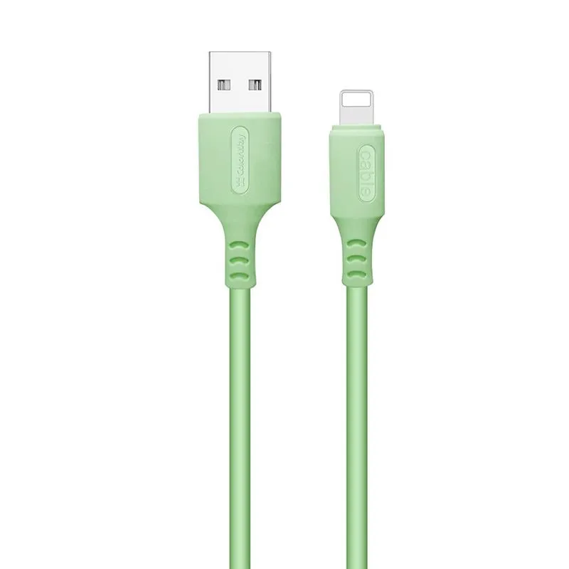 Кабель ColorWay USB - Lightning (M/M), soft silicone, 2.4 А, 1 м, Green (CW-CBUL042-GR) - зображення 1