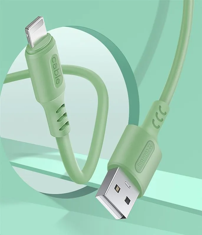 Кабель ColorWay USB - Lightning (M/M), soft silicone, 2.4 А, 1 м, Green (CW-CBUL042-GR) - мініатюра 3