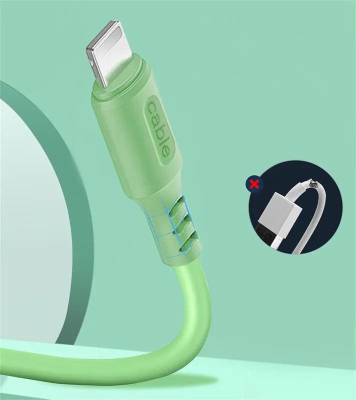 Кабель ColorWay USB - Lightning (M/M), soft silicone, 2.4 А, 1 м, Green (CW-CBUL042-GR) - мініатюра 5