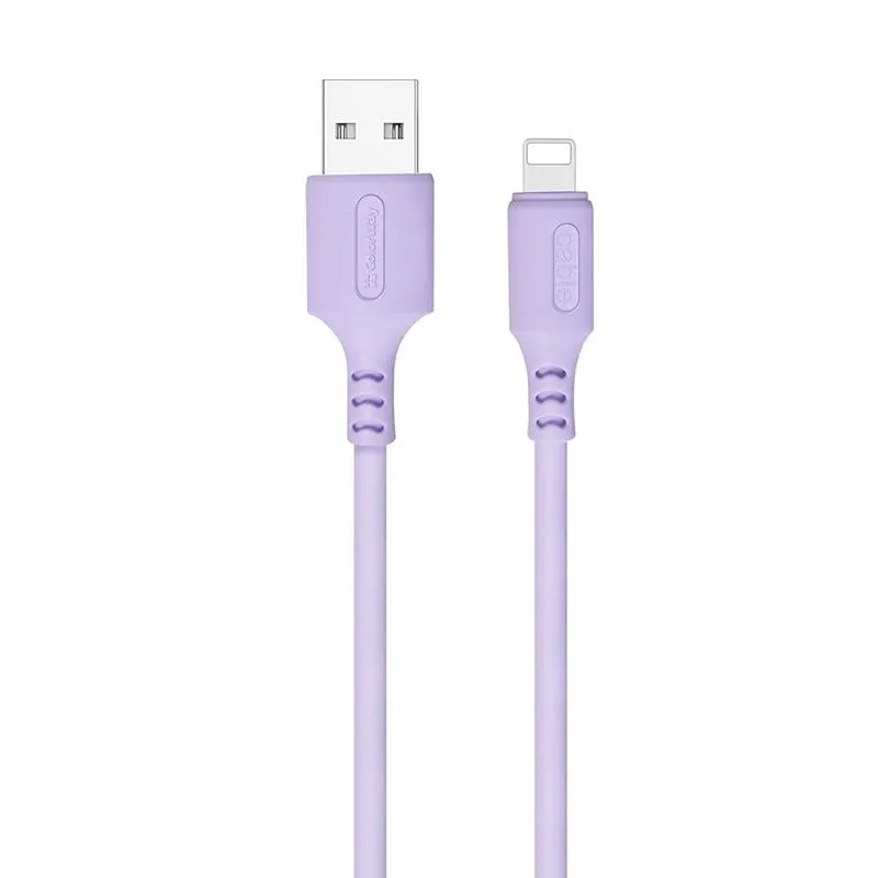 Кабель ColorWay USB - Lightning (M/M), soft silicone, 2.4 А, 1 м, Purple (CW-CBUL044-PU) - зображення 1