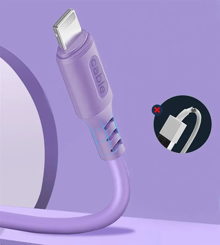 Кабель ColorWay USB - Lightning (M/M), soft silicone, 2.4 А, 1 м, Purple (CW-CBUL044-PU) - мініатюра 3