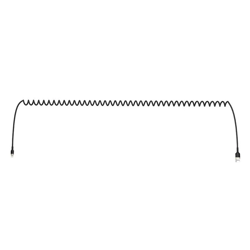 Кабель ColorWay USB - Lightning (M/M), spiral, 2.4 А, 1 м, Black (CW-CBUL051-BK) - мініатюра 3