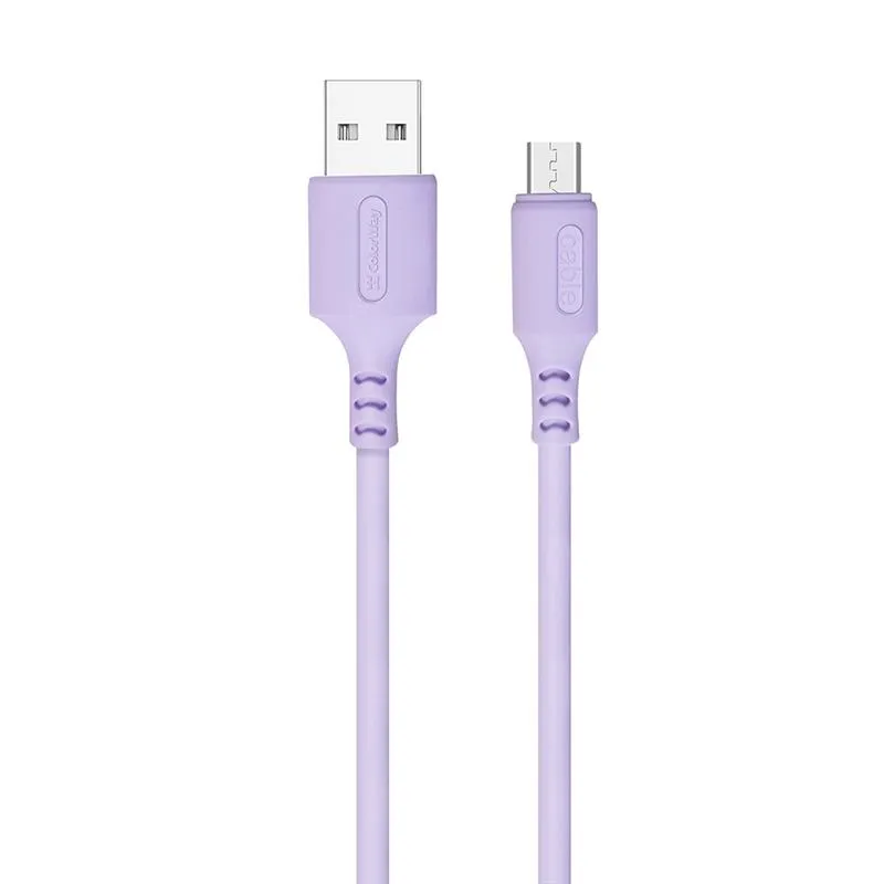 Кабель ColorWay USB - micro USB (M/M), soft silicone, 2.4 А, 1 м, Purple (CW-CBUM044-PU) - зображення 1