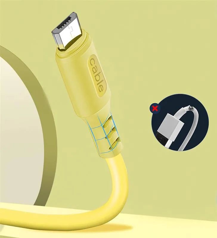 Кабель ColorWay USB - micro USB (M/M), soft silicone, 2.4 А, 1 м, Yellow (CW-CBUM043-Y) - мініатюра 2