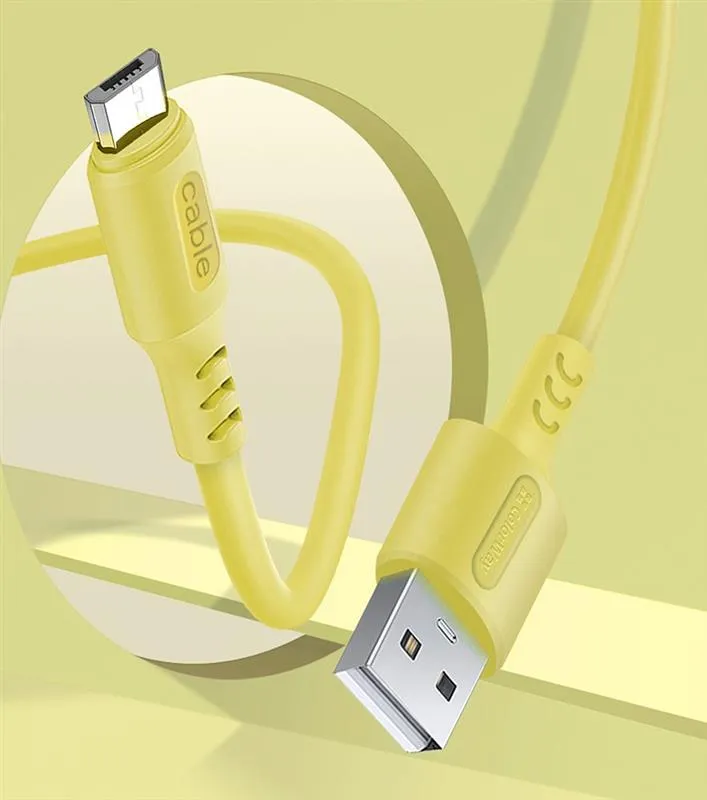 Кабель ColorWay USB - micro USB (M/M), soft silicone, 2.4 А, 1 м, Yellow (CW-CBUM043-Y) - мініатюра 4