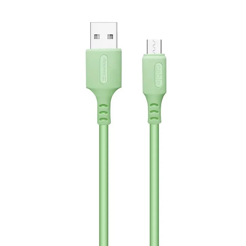 Кабель ColorWay USB - micro USB (M/M), soft silicone, 2.4 А, 1 м, Green (CW-CBUM042-GR) - зображення 1