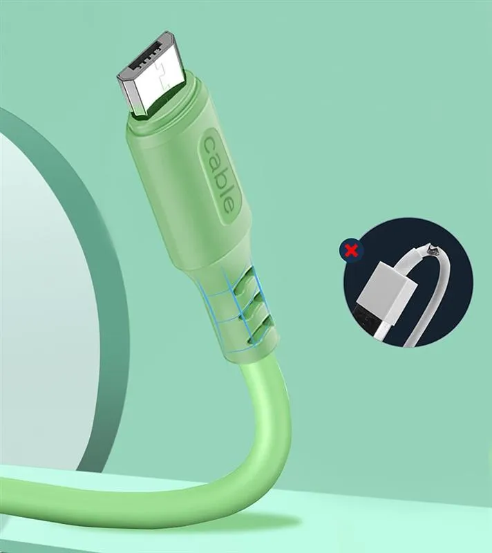 Кабель ColorWay USB - micro USB (M/M), soft silicone, 2.4 А, 1 м, Green (CW-CBUM042-GR) - мініатюра 2