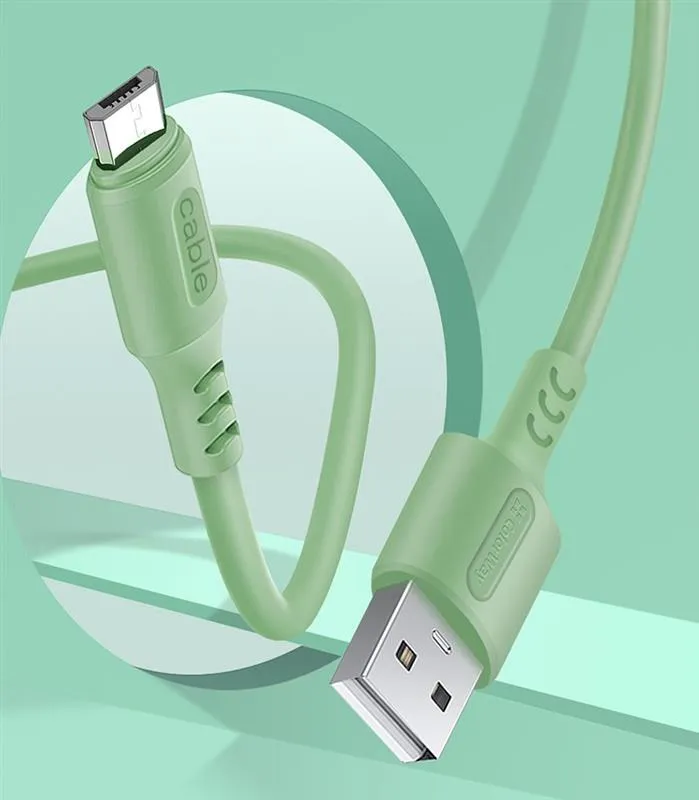 Кабель ColorWay USB - micro USB (M/M), soft silicone, 2.4 А, 1 м, Green (CW-CBUM042-GR) - мініатюра 4