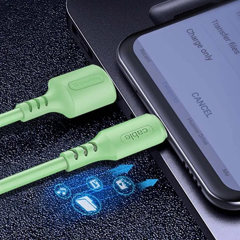 Кабель ColorWay USB - micro USB (M/M), soft silicone, 2.4 А, 1 м, Green (CW-CBUM042-GR) - мініатюра 5