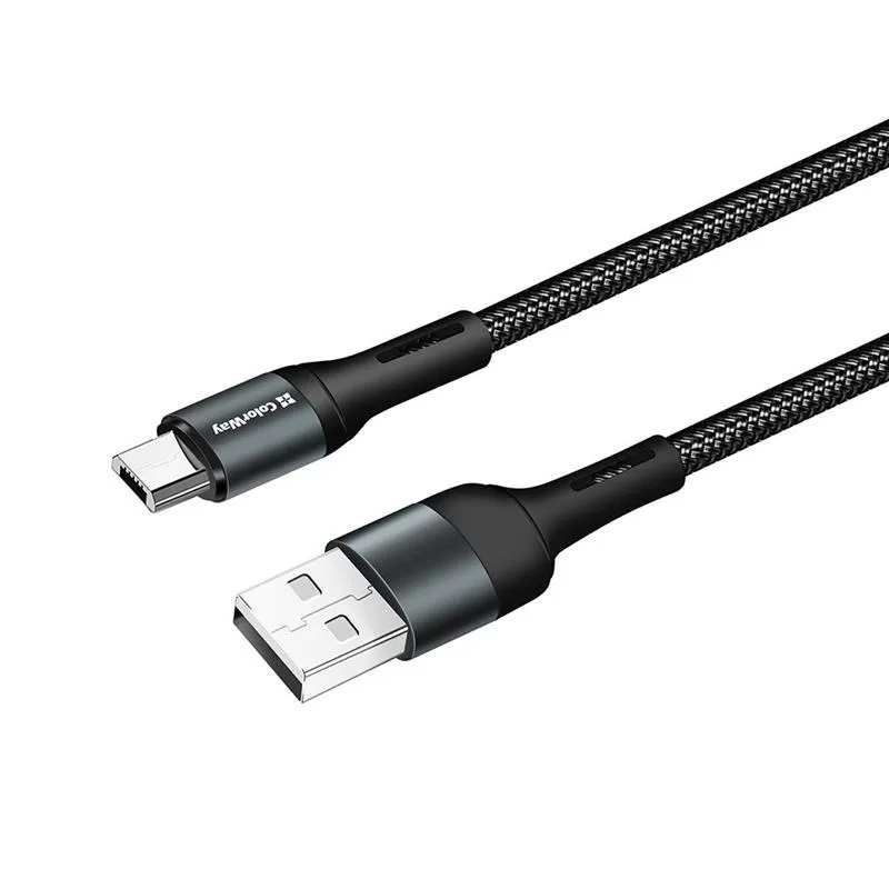 Кабель ColorWay USB - micro USB (M/M), Nylon, 2.4 А, 1 м, Black (CW-CBUM045-BK) - мініатюра 3