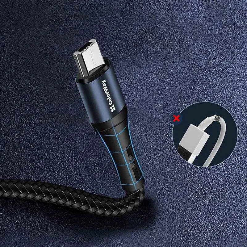 Кабель ColorWay USB - micro USB (M/M), Nylon, 2.4 А, 1 м, Black (CW-CBUM045-BK) - мініатюра 6