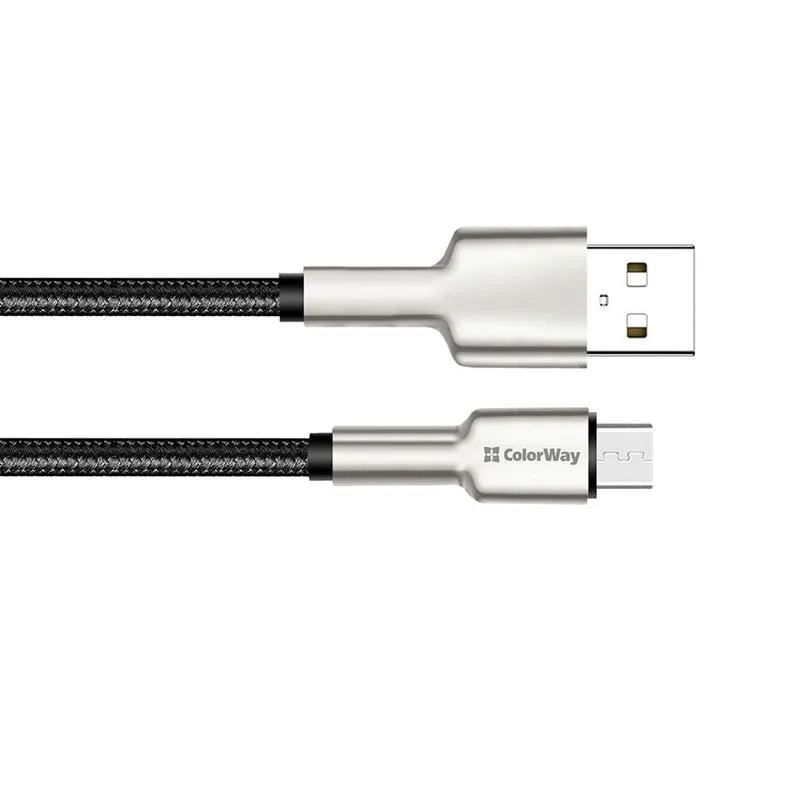 Кабель ColorWay USB - micro USB (M/M), Metal Head, 2.4 А, 1 м, Black (CW-CBUM046-BK) - мініатюра 5
