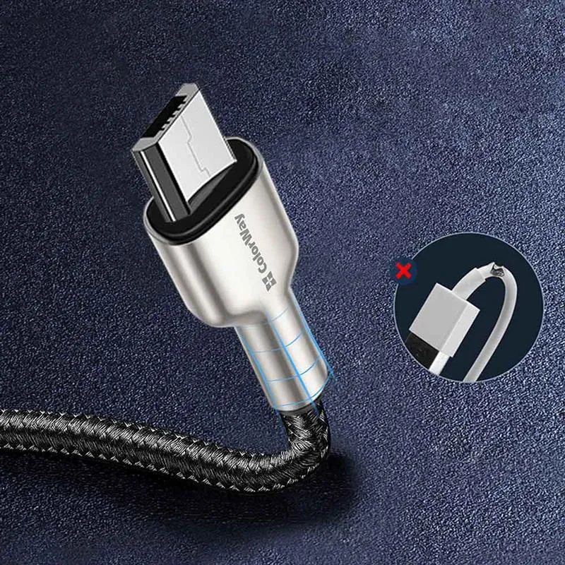 Кабель ColorWay USB - micro USB (M/M), Metal Head, 2.4 А, 1 м, Black (CW-CBUM046-BK) - мініатюра 6