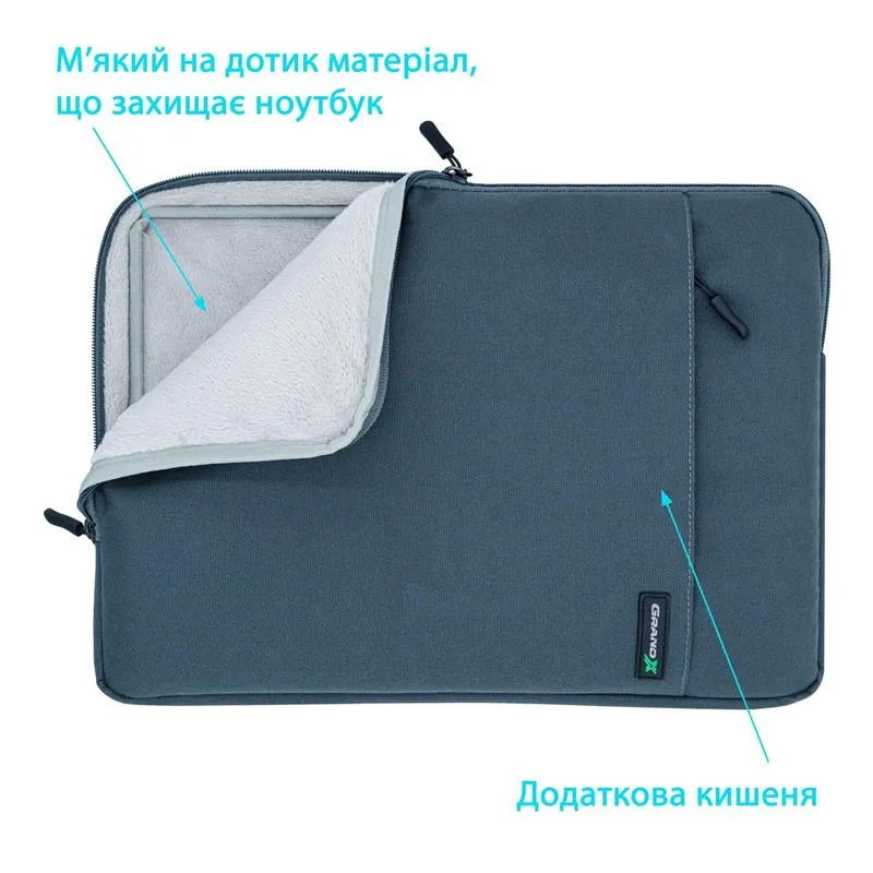 Чохол для ноутбука Grand-X SL-14D 14" Dark Grey - мініатюра 3