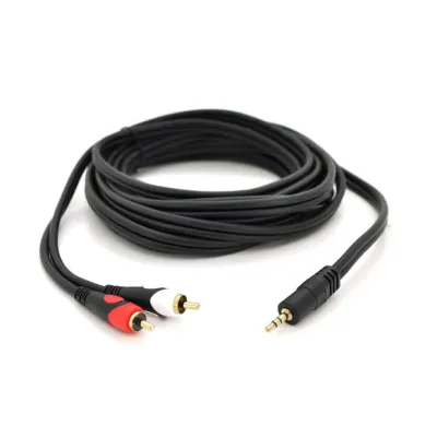 Кабель DC3.5 (тато) => 2хRCA (тато), GOLD Jack, CU, Stereo, круглий, Black, 3,0 м, (Пакет) преміум Q100 - мініатюра 2