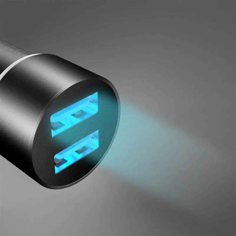 Автомобільний зарядний пристрій SkyDolphin SZ02L Aluminium (2USB, 2.4A) Black (AZP-000071) + кабель Lightning - мініатюра 5