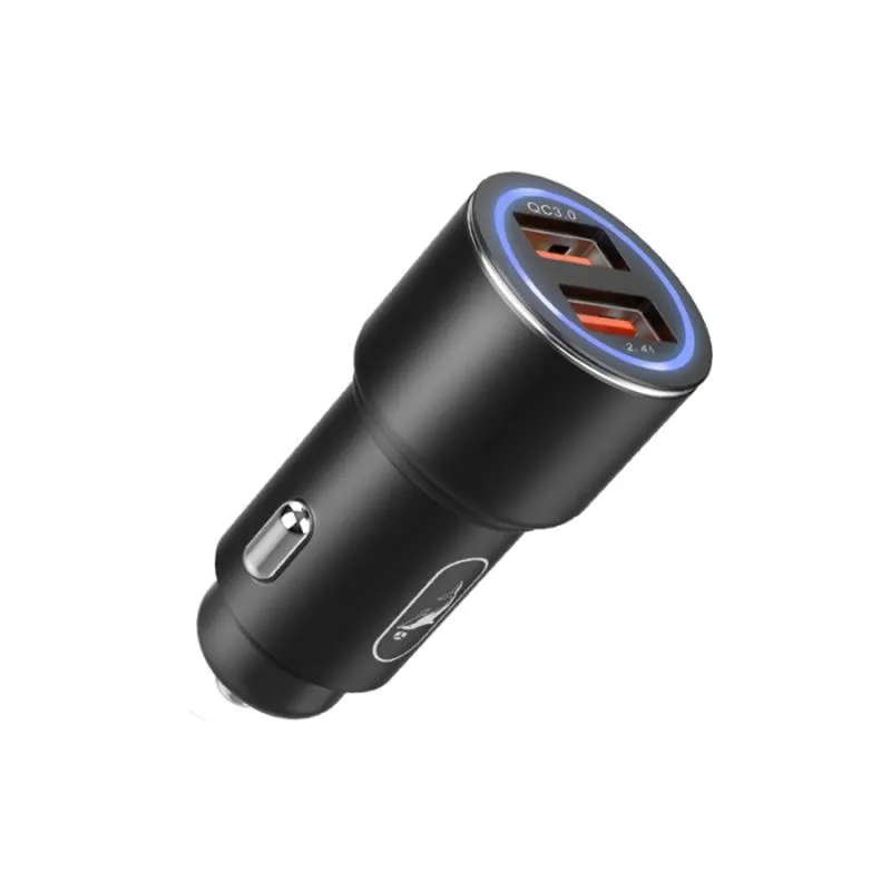 Автомобільний зарядний пристрій SkyDolphin SZ15 Aluminium QC3.0 (2USB, 2.4A) Black (AZP-000087) - зображення 1