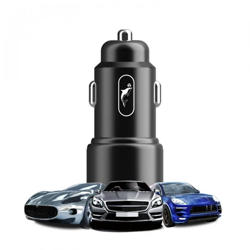 Автомобільний зарядний пристрій SkyDolphin SZ15 Aluminium QC3.0 (2USB, 2.4A) Black (AZP-000087) - мініатюра 2