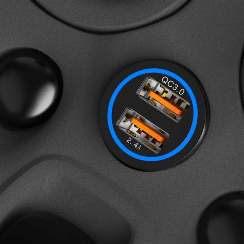 Автомобільний зарядний пристрій SkyDolphin SZ15 Aluminium QC3.0 (2USB, 2.4A) Black (AZP-000087) - мініатюра 3