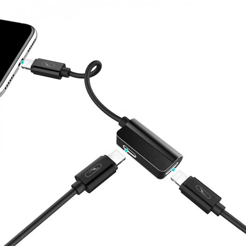 Перехідник SkyDolphin AU01 Lightning - 2хLightning (M/F), Black (ADPT-00026) - мініатюра 3