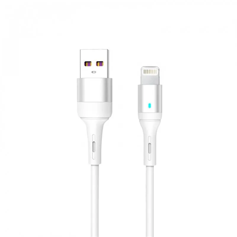 Кабель SkyDolphin S06L LED Smart Power USB - Lightning (M/M), 1 м, White (USB-000555) - зображення 1