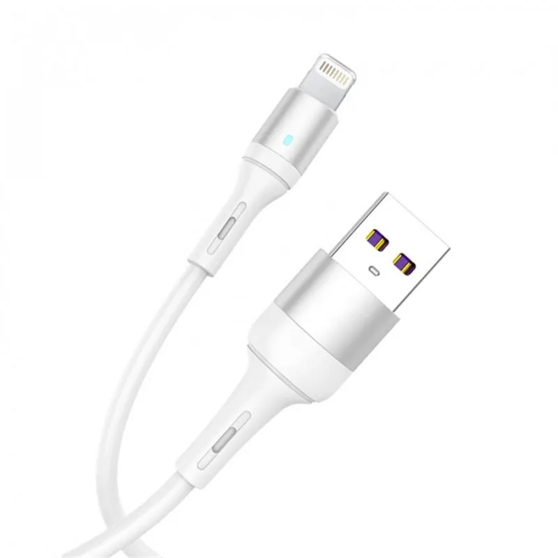 Кабель SkyDolphin S06L LED Smart Power USB - Lightning (M/M), 1 м, White (USB-000555) - мініатюра 3