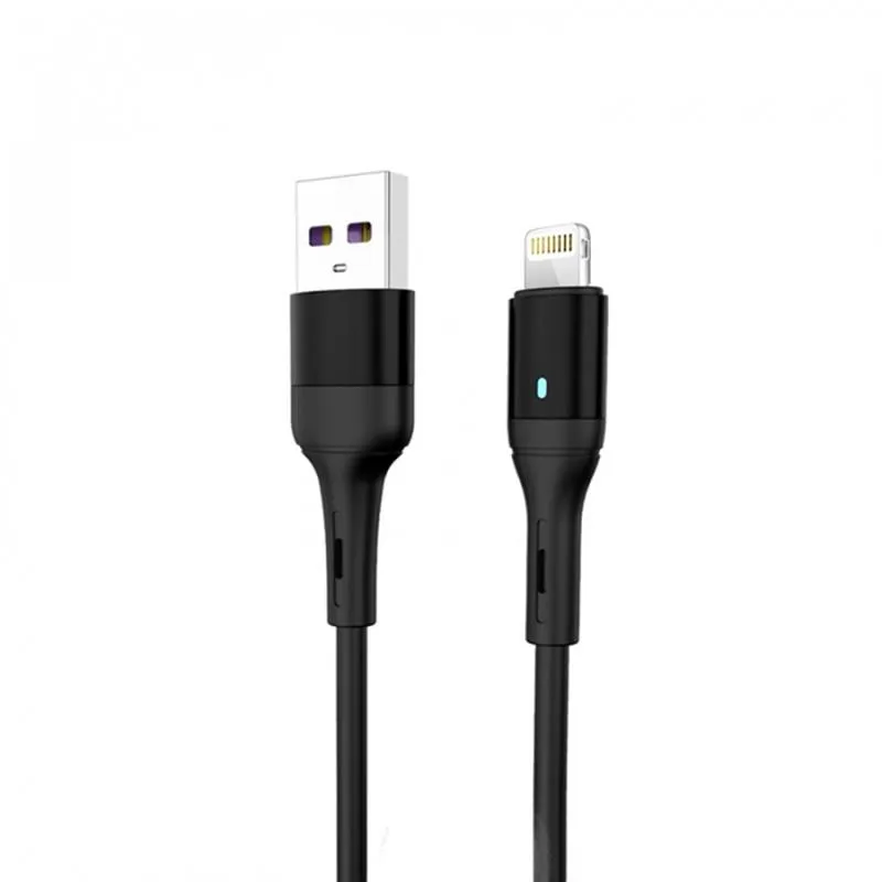 Кабель SkyDolphin S06L LED Smart Power USB - Lightning (M/M), 1 м, Black (USB-000554) - зображення 1