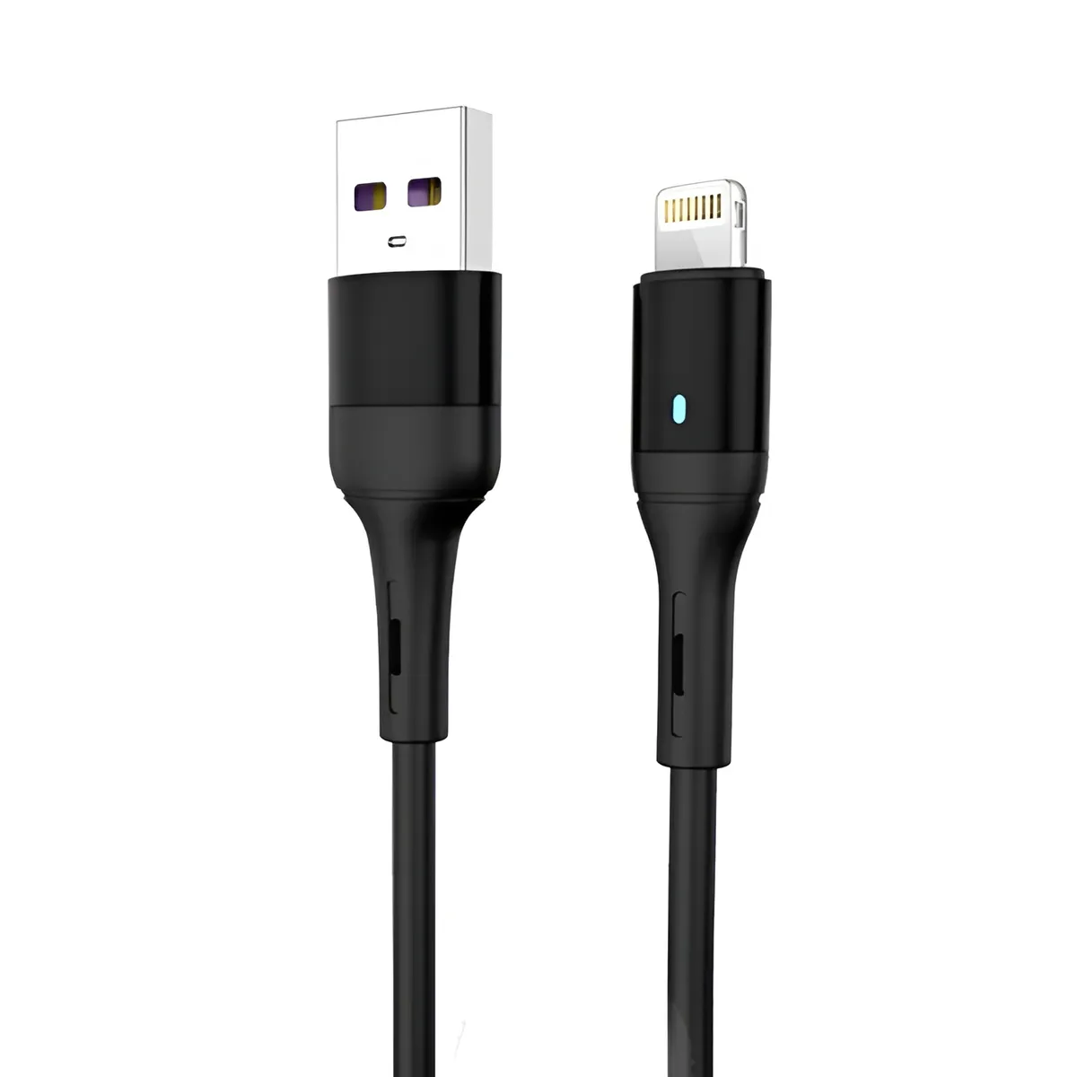 Кабель SkyDolphin S06L LED Smart Power USB - Lightning (M/M), 1 м, Black (USB-000554) - мініатюра 2
