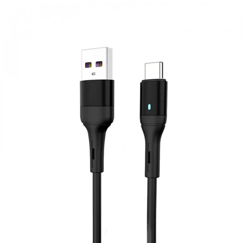 Кабель SkyDolphin S06T LED Smart Power USB - USB Type-C (M/M), 1 м, Black (USB-000557) - зображення 1