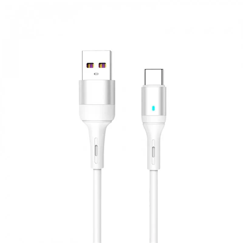 Кабель SkyDolphin S06T LED Smart Power USB -  USB Type-C (M/M), 1 м, White (USB-000556) - зображення 1