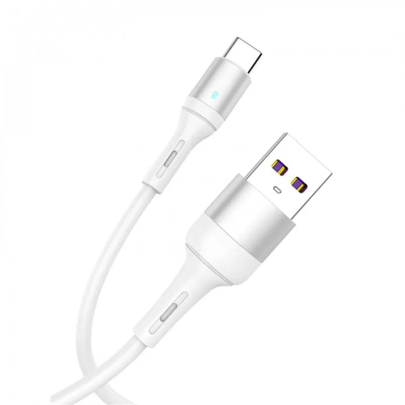 Кабель SkyDolphin S06T LED Smart Power USB -  USB Type-C (M/M), 1 м, White (USB-000556) - мініатюра 2