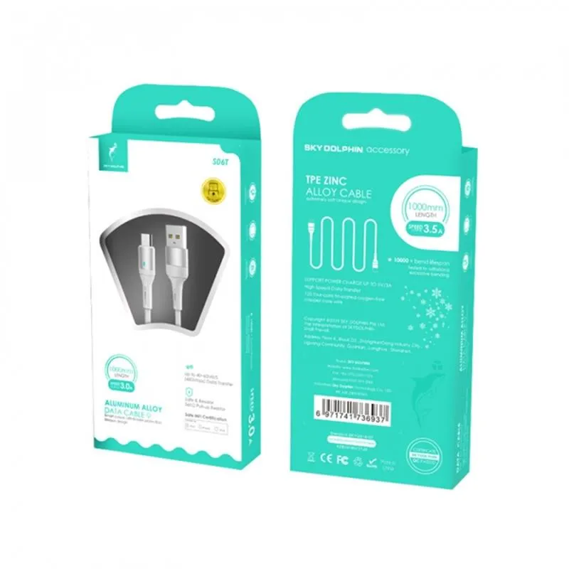 Кабель SkyDolphin S06T LED Smart Power USB -  USB Type-C (M/M), 1 м, White (USB-000556) - мініатюра 3