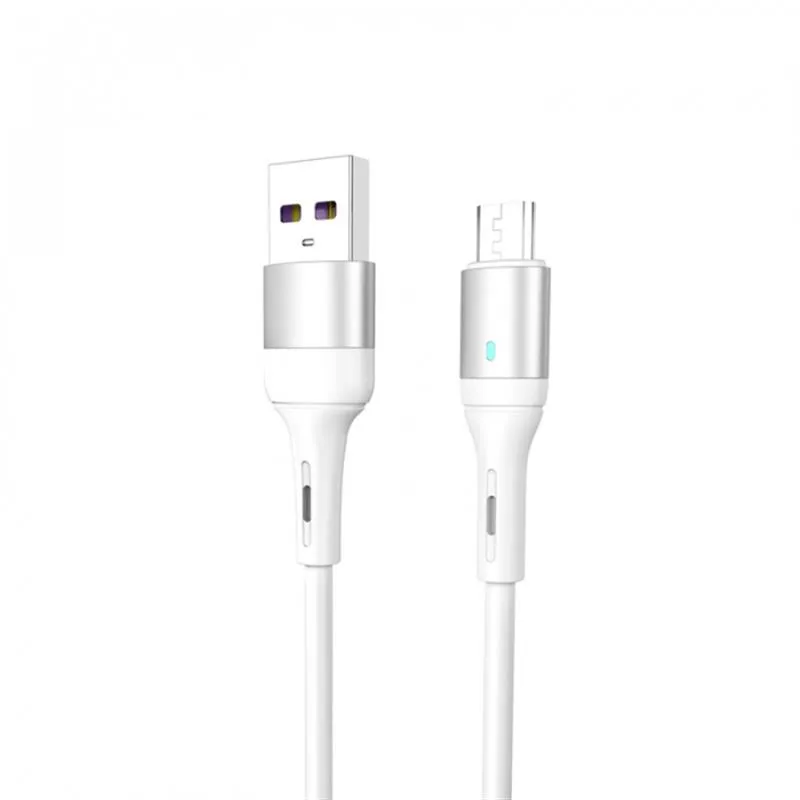Кабель SkyDolphin S06V LED Smart Power USB - microUSB (M/M) 1 м, White (USB-000558) - зображення 1