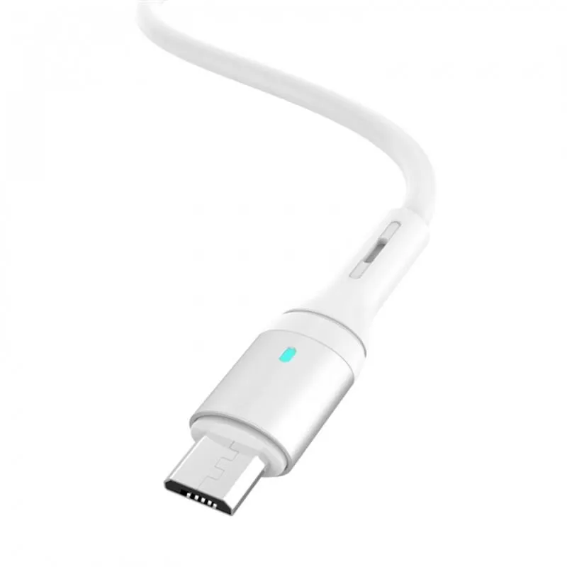 Кабель SkyDolphin S06V LED Smart Power USB - microUSB (M/M) 1 м, White (USB-000558) - мініатюра 2