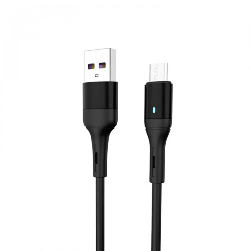 Кабель SkyDolphin S06V LED Smart Power USB - micro USB (M/M), 1 м, Black (USB-000559) - зображення 1