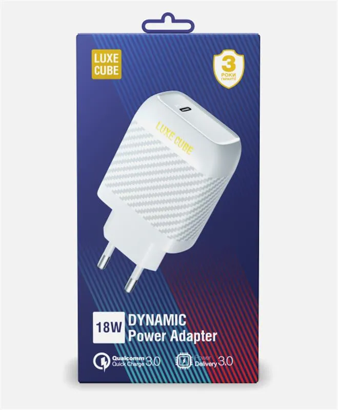 Мережевий зарядний пристрій Luxe Cube Dynamic 18W (1USBх3A) White (4446689880643) - зображення 1