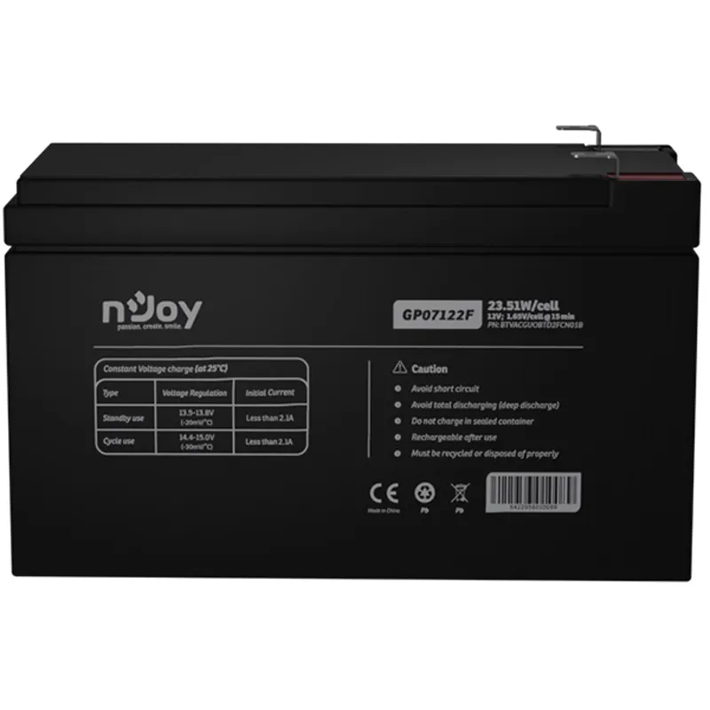 Акумуляторна батарея Njoy GP07122F 12V 7AH (BTVACGUOBTD2FCN01B) AGM - мініатюра 6