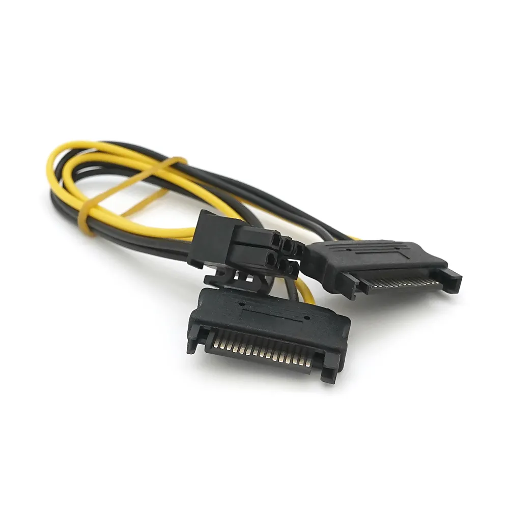 Кабель-перехідник для живлення відеокарти SATA+SATA->6P, OEM Q50 - зображення 1