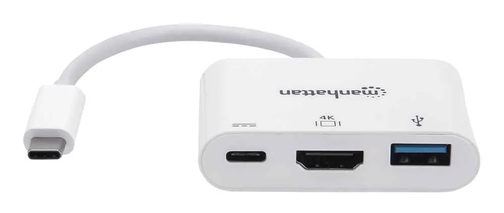 Док-станція Intracom Manhattan USB Type-C-HDMI/USB 3.0/PD 60W 4-in-1, White (152945) - зображення 1