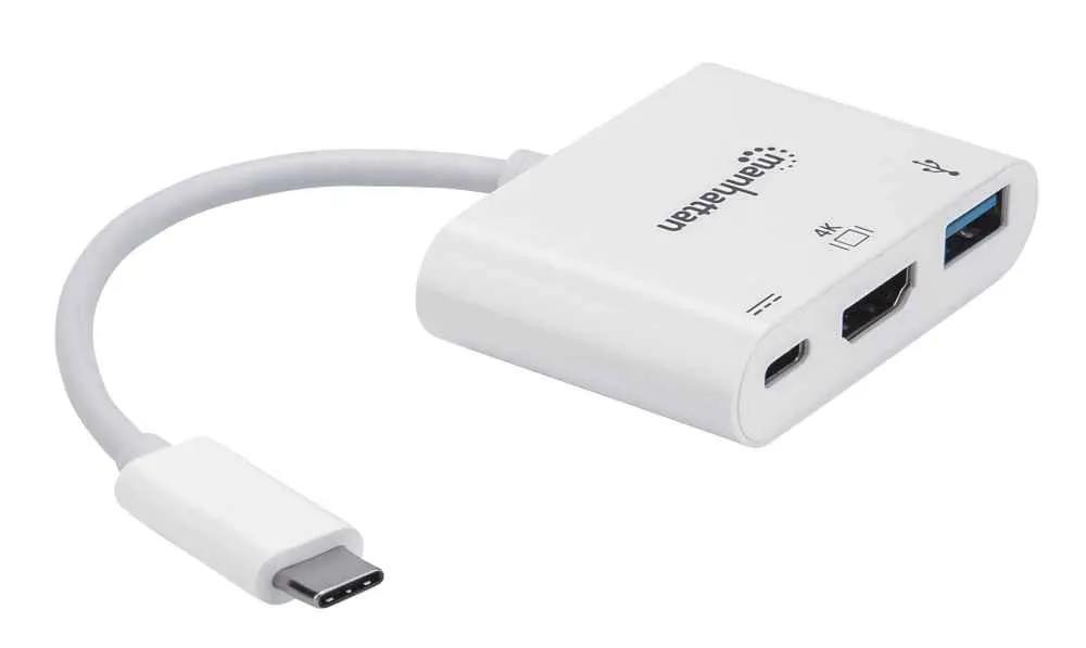Док-станція Intracom Manhattan USB Type-C-HDMI/USB 3.0/PD 60W 4-in-1, White (152945) - мініатюра 2