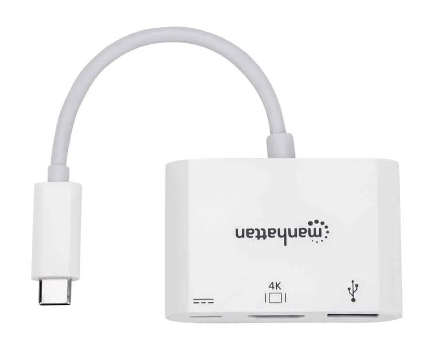 Док-станція Intracom Manhattan USB Type-C-HDMI/USB 3.0/PD 60W 4-in-1, White (152945) - мініатюра 3