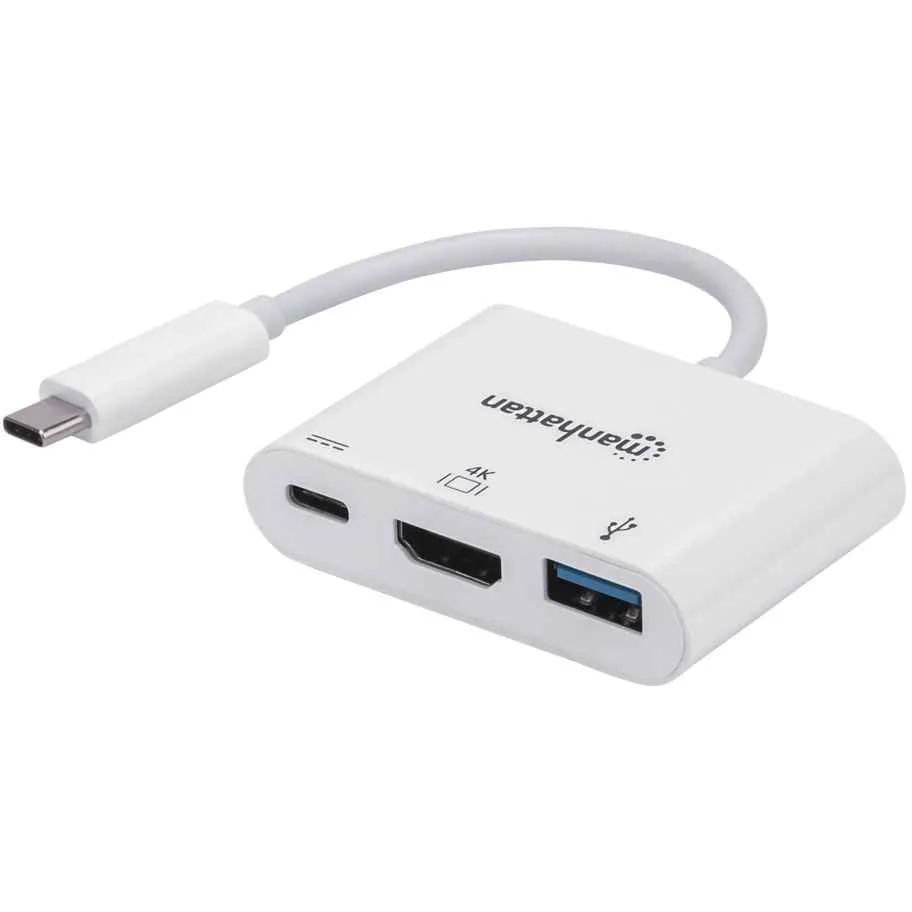 Док-станція Intracom Manhattan USB Type-C-HDMI/USB 3.0/PD 60W 4-in-1, White (152945) - мініатюра 4