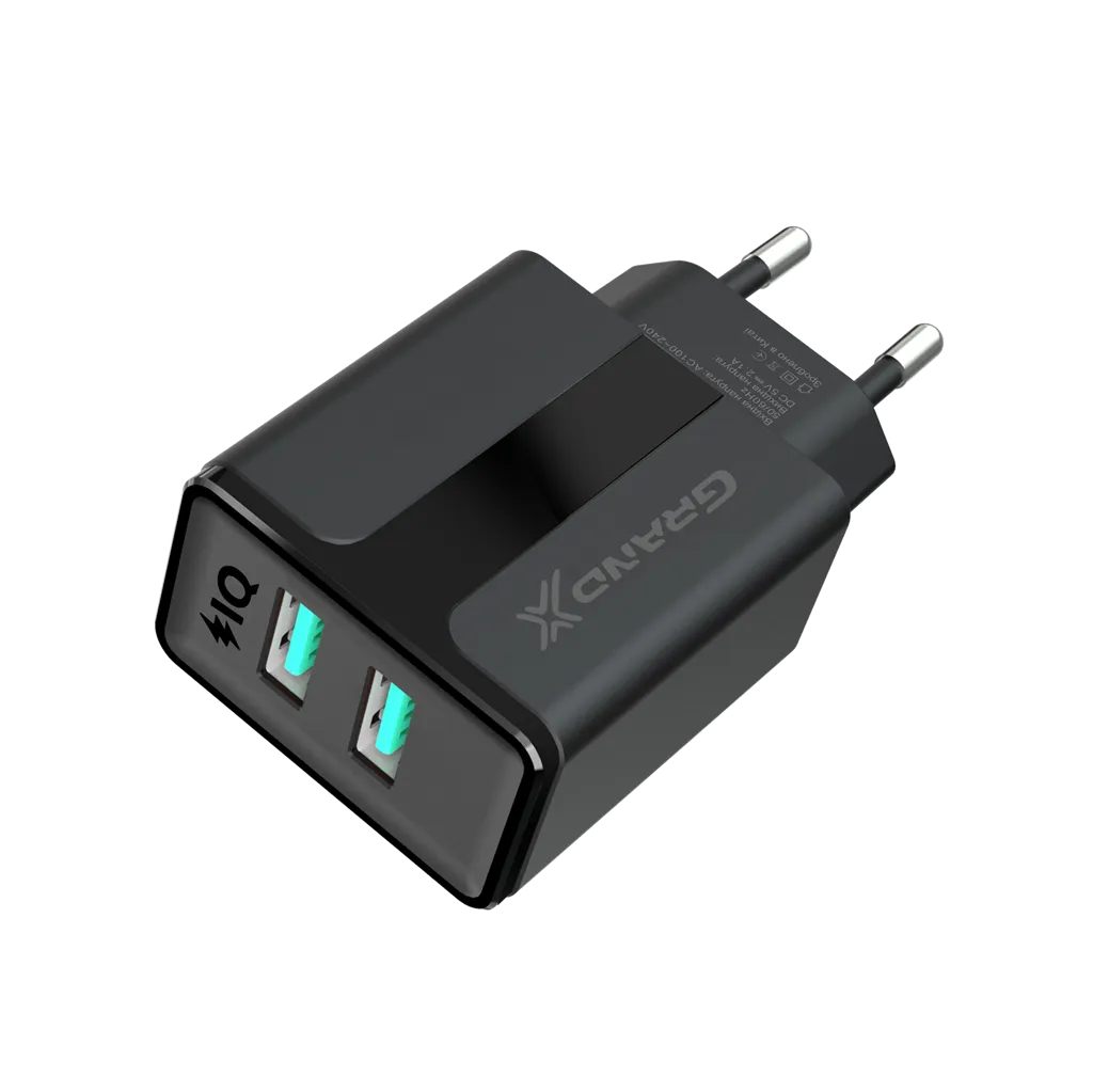 Мережевий зарядний пристрій Grand-X CH-15B (2xUSB 2.1A) Black - мініатюра 3