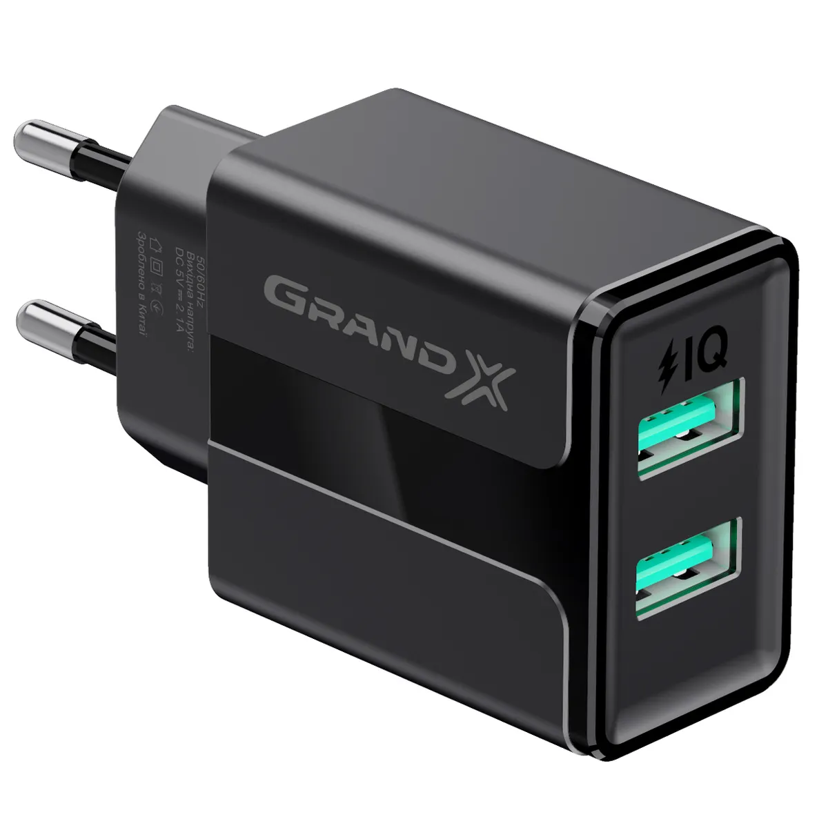 Мережевий зарядний пристрій Grand-X CH-15B (2xUSB 2.1A) Black - мініатюра 5
