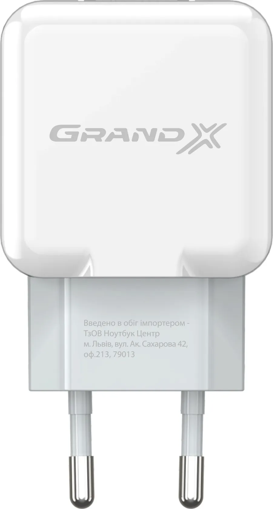 Мережевий зарядний пристрій Grand-X (1xUSB 2.1A) White (CH-03W) - зображення 1