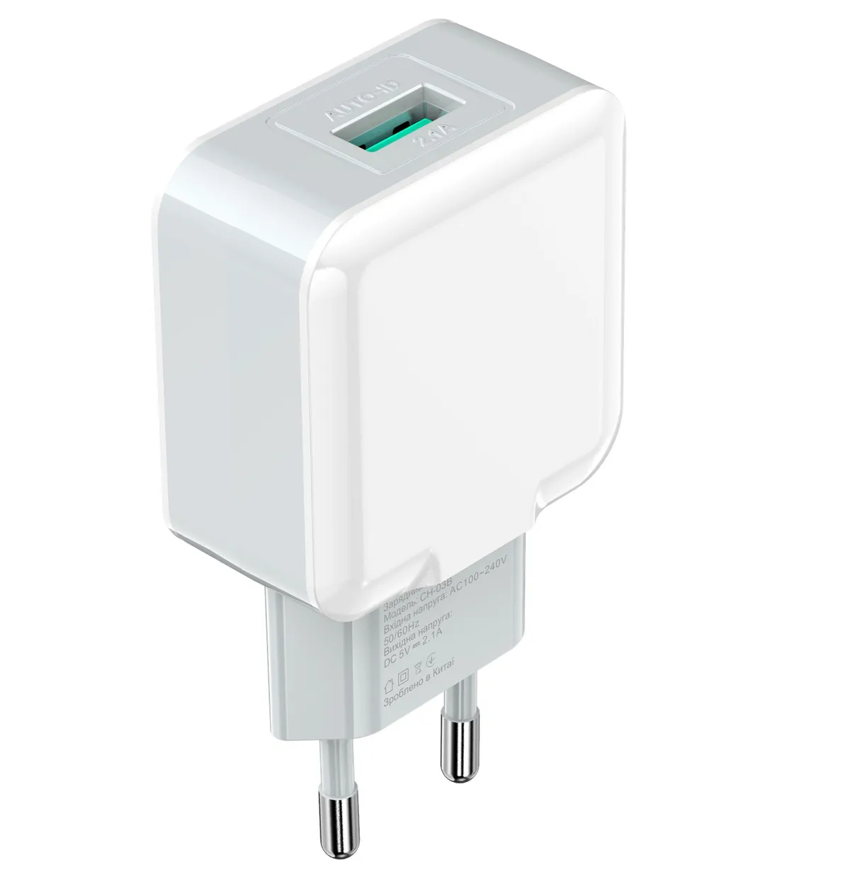 Мережевий зарядний пристрій Grand-X (1xUSB 2.1A) White (CH-03W) - мініатюра 2