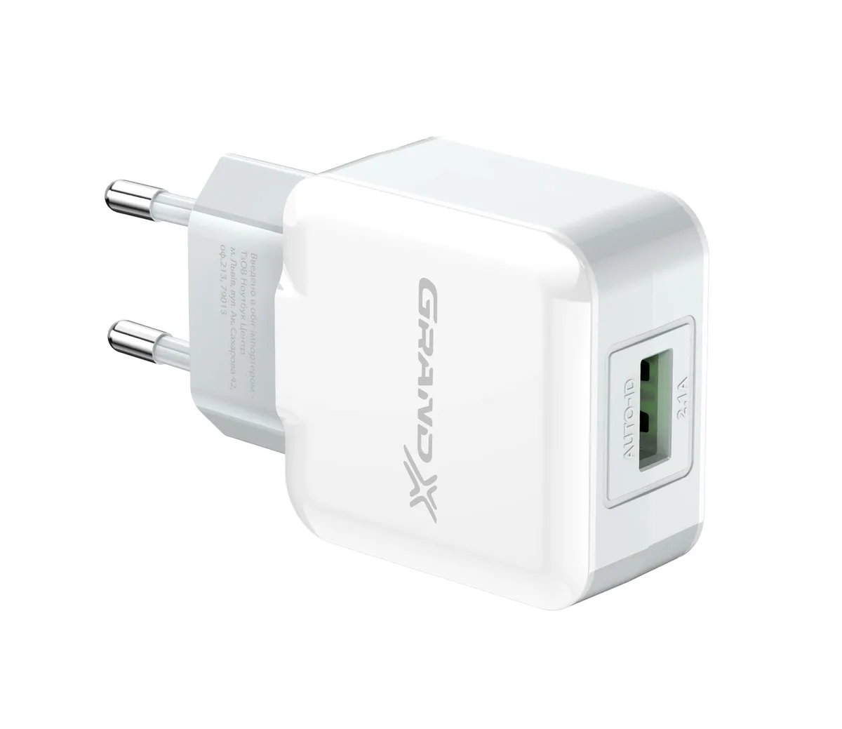 Мережевий зарядний пристрій Grand-X (1xUSB 2.1A) White (CH-03W) - мініатюра 3