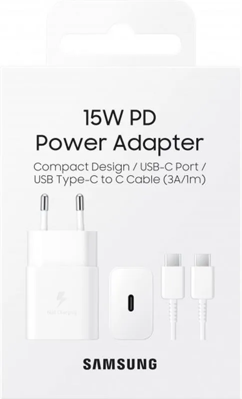 Мережевий зарядний пристрій Samsung 15W (1USBx3A) White (EP-T1510XWEGRU) + кабель Type-C - мініатюра 3