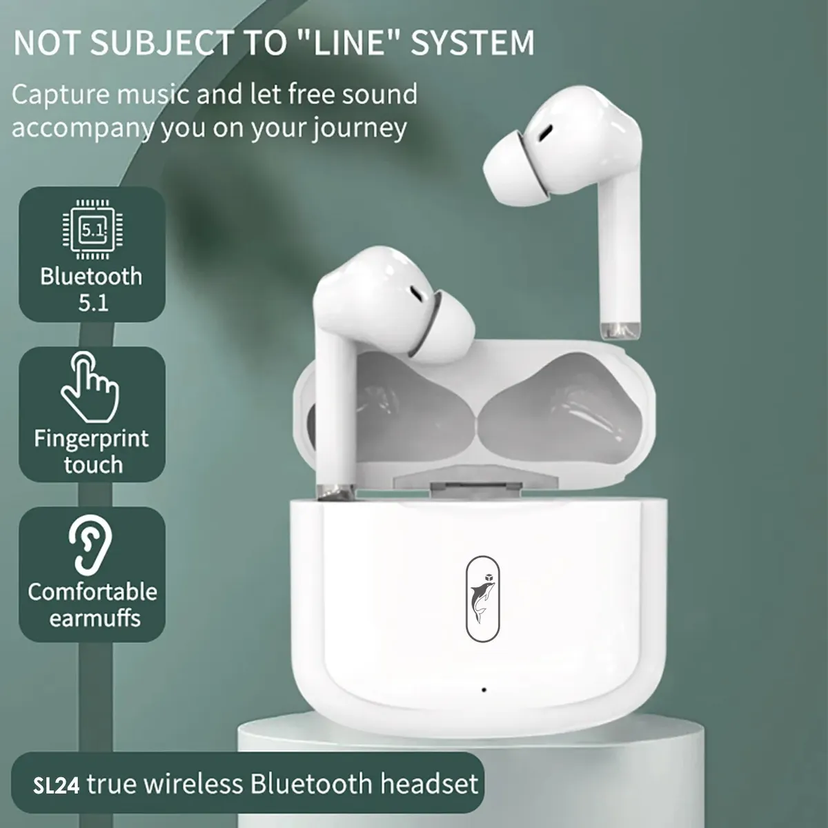 Bluetooth-гарнітура SkyDolphin TWS SL24 White (BTE-000179) - мініатюра 5