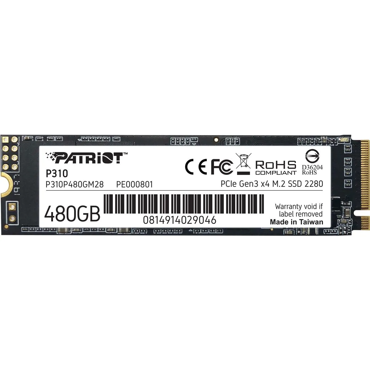 Накопичувач SSD  480GB Patriot P310 M.2 2280 PCIe NVMe 3.0 x4 TLC (P310P480GM28) - зображення 1